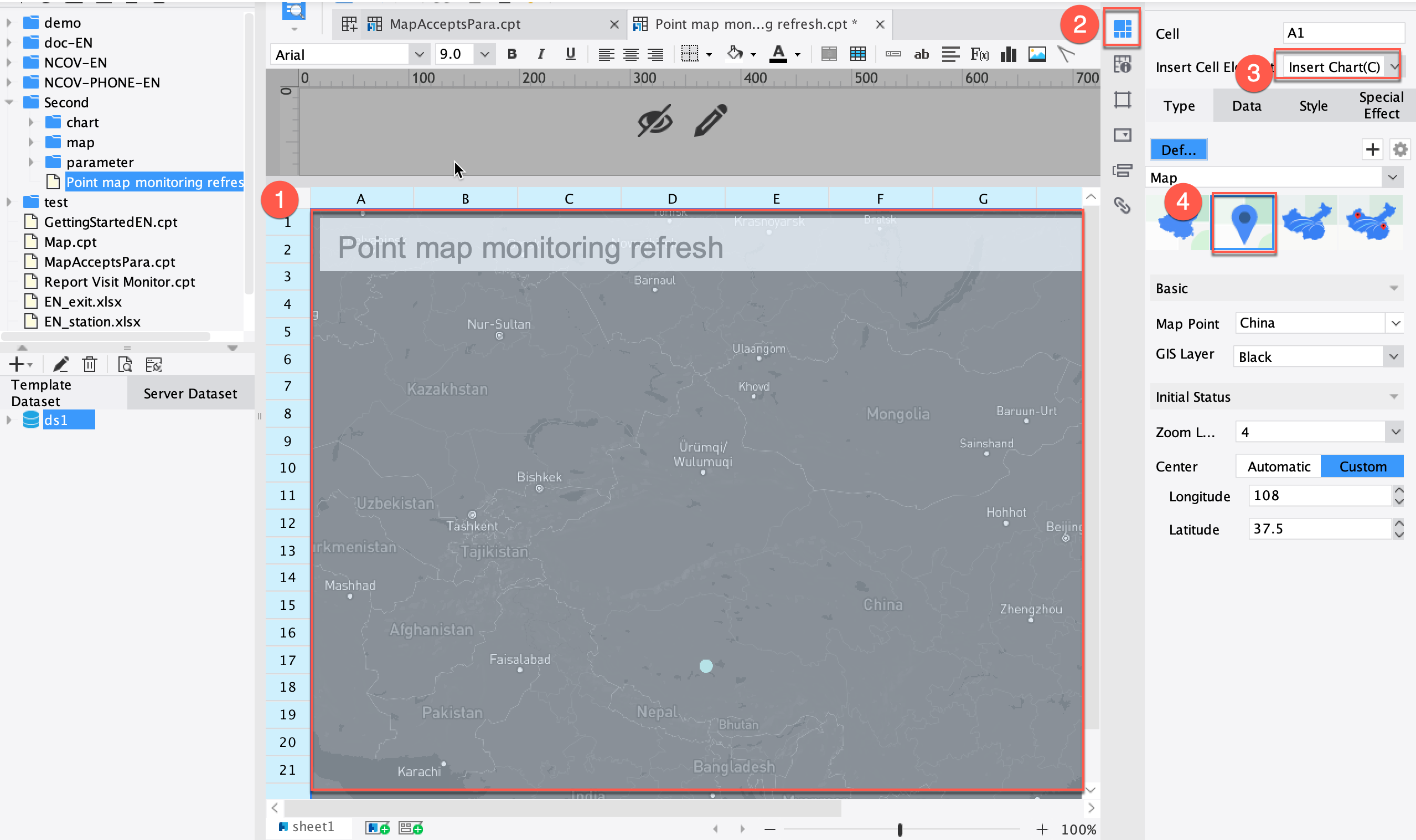 地図自動再読み込み- FineReport Help Document