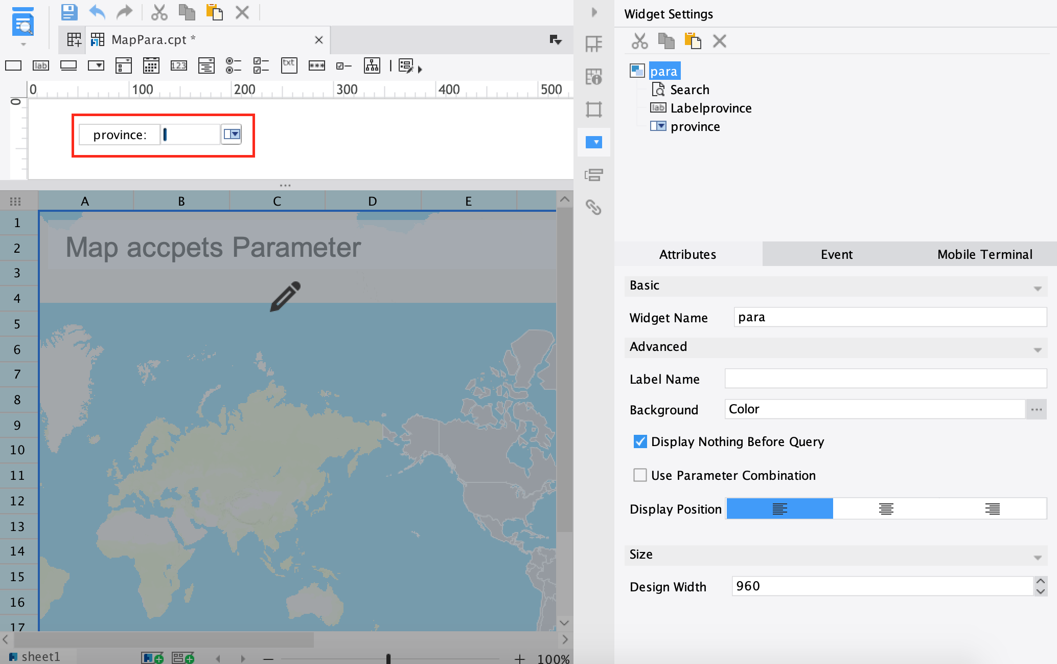 地図境界でパラメータを受ける- FineReport Help Document