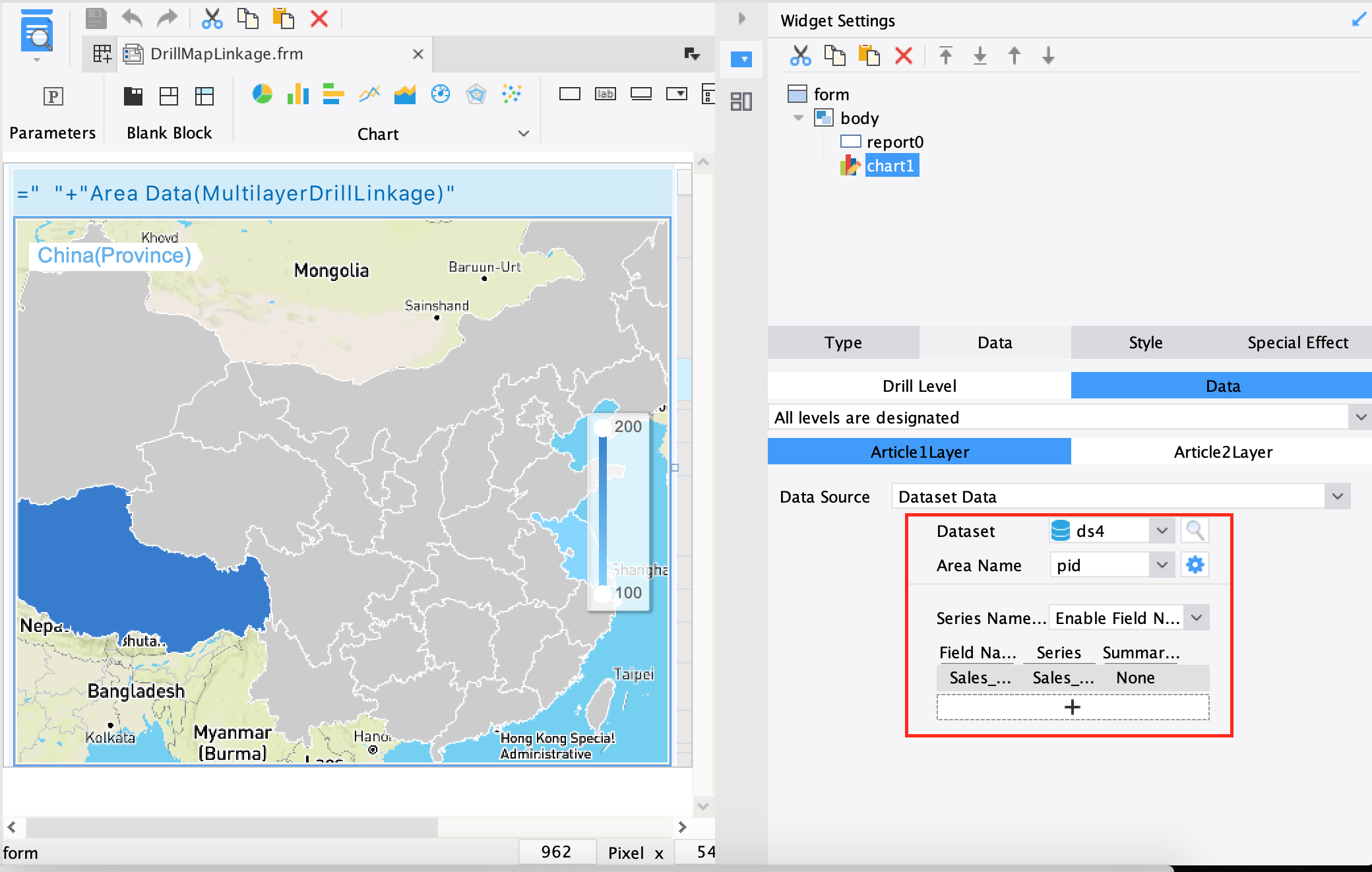 Map Drilling and Linkage-FineReport Help Document