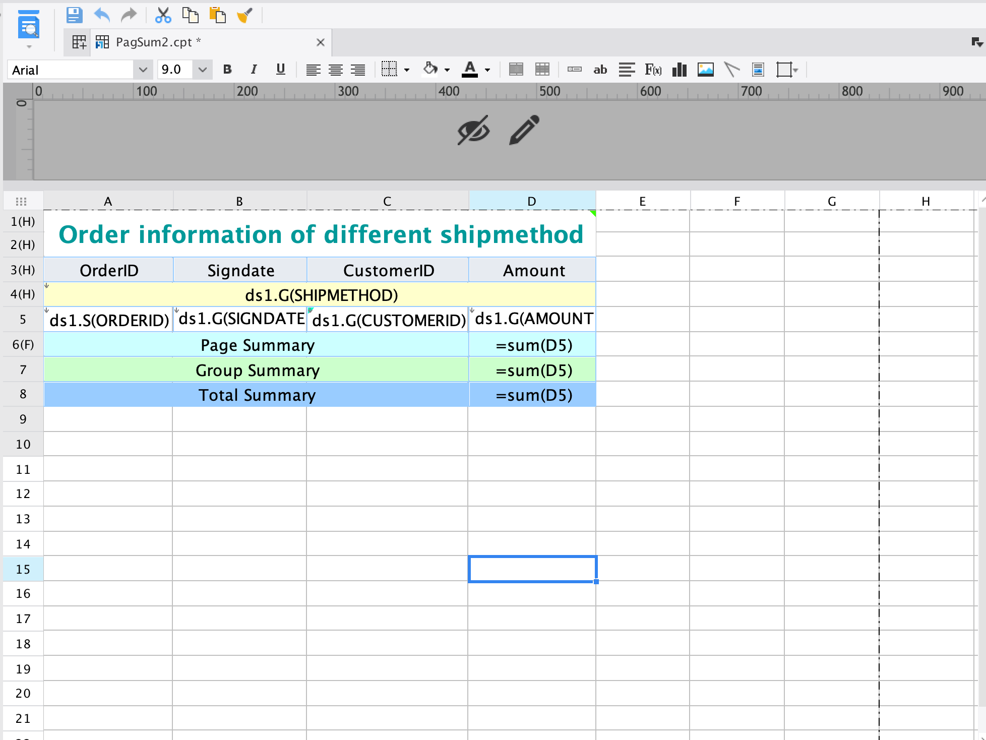 ページ内集計- FineReport Help Document