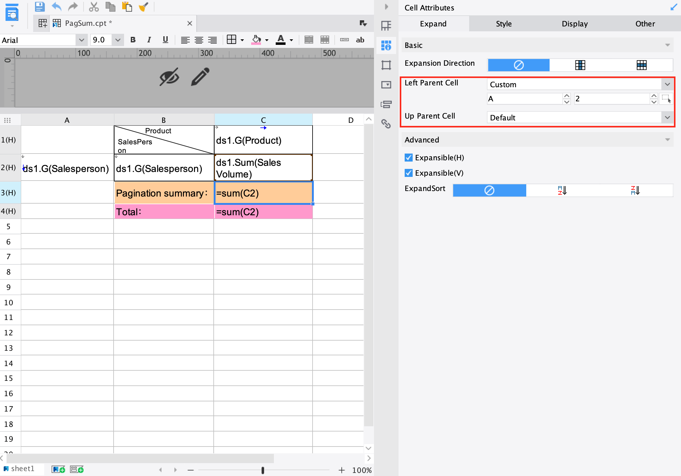 Summary in Pagination-FineReport Help Document