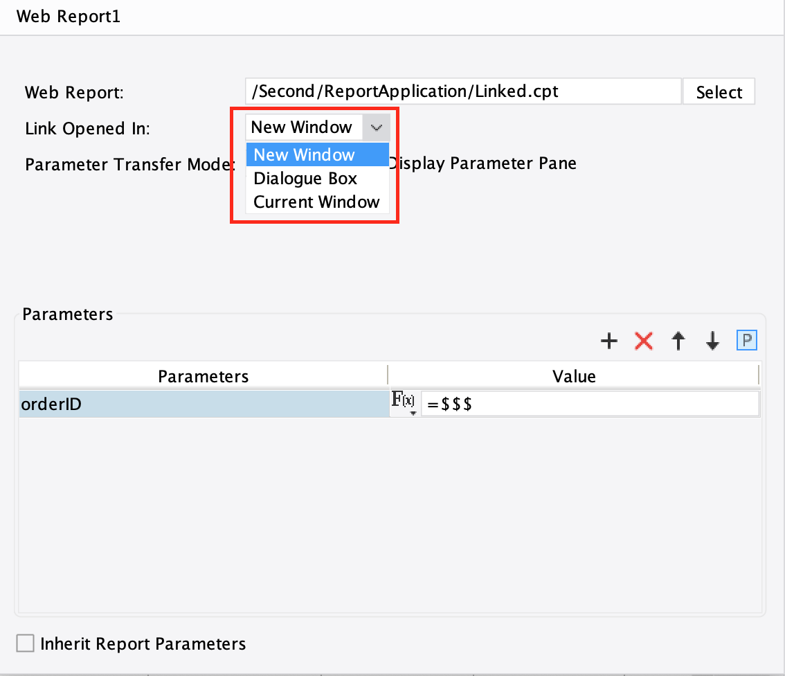 ハイパーリンクを開く位置- FineReport Help Document