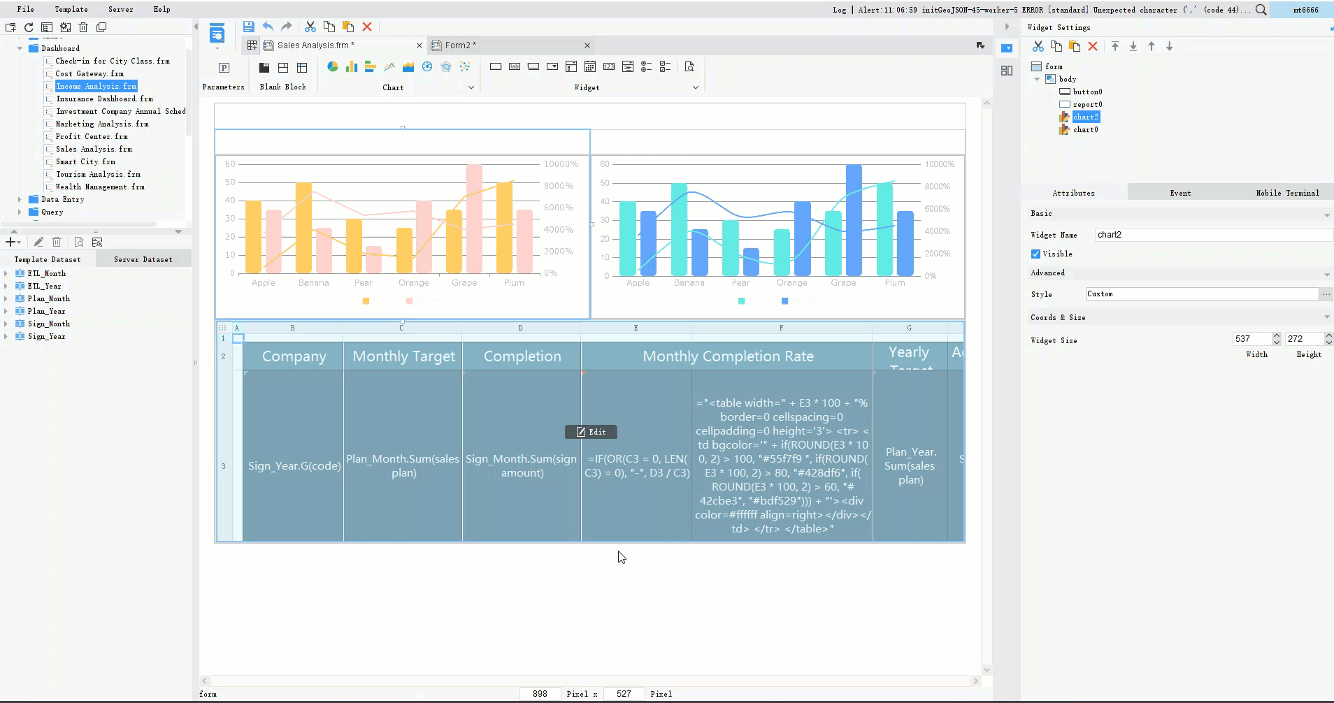 Dashboard Component Operation-FineReport Help Document