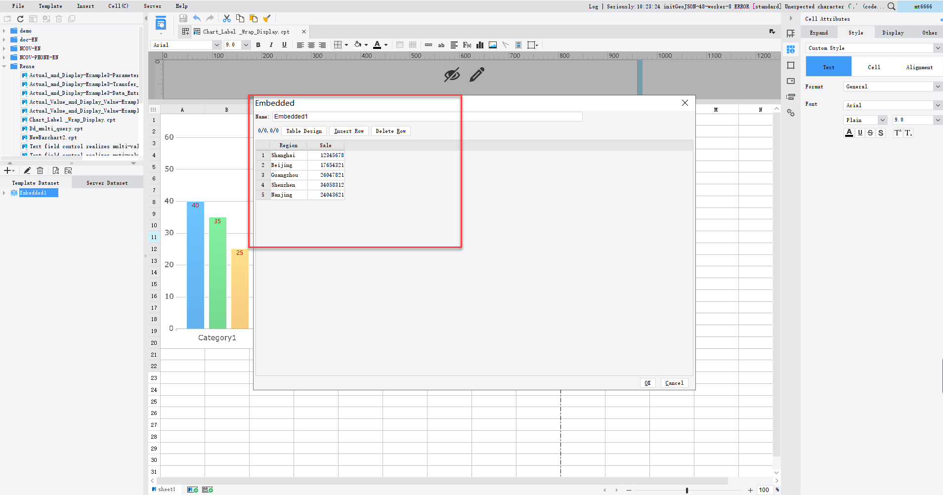 Chart Label Wrap Display-FineReport Help Document
