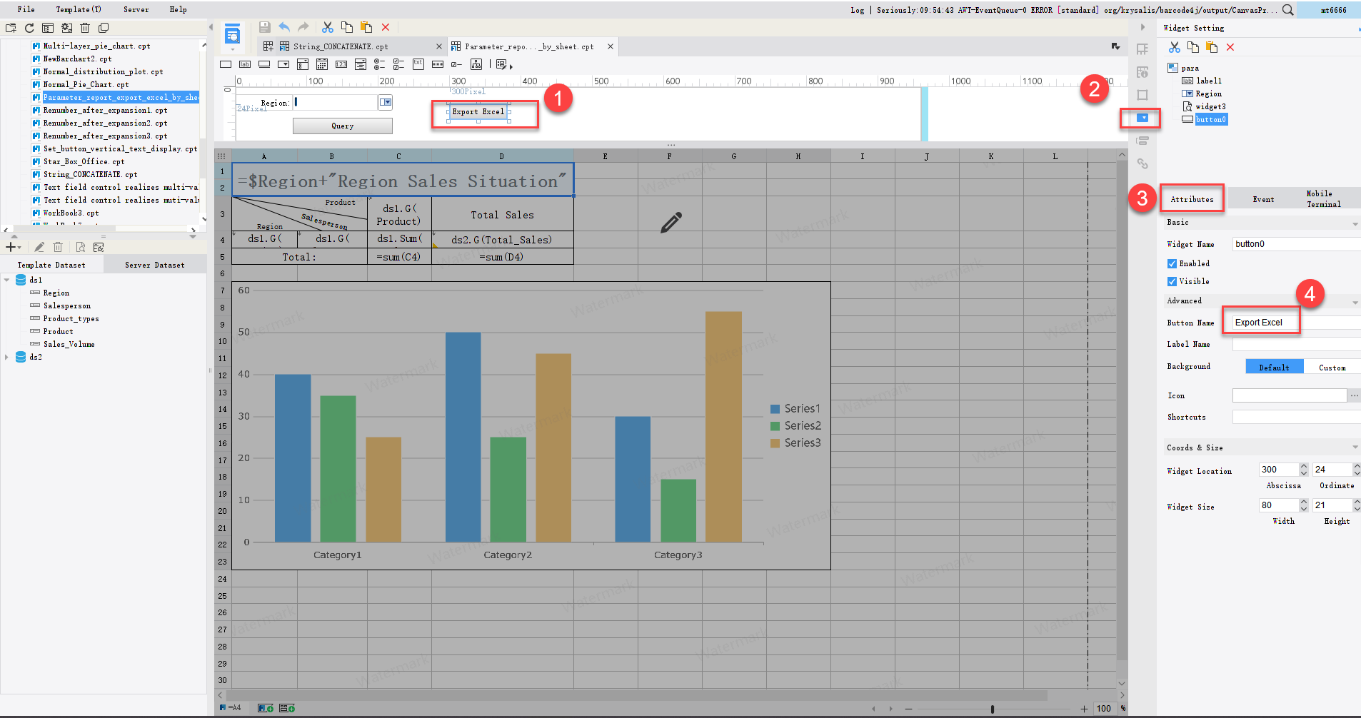 Export Excel by sheet-FineReport Help Document