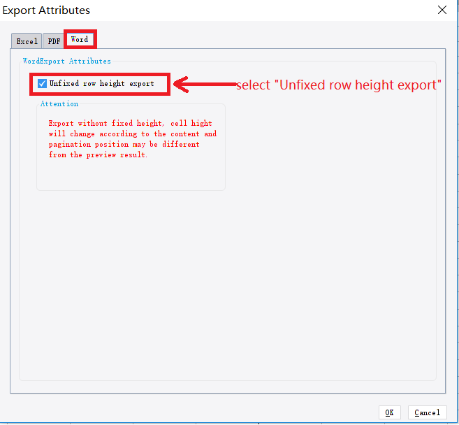 Word export automatically adjust row height-FineReport Help Document