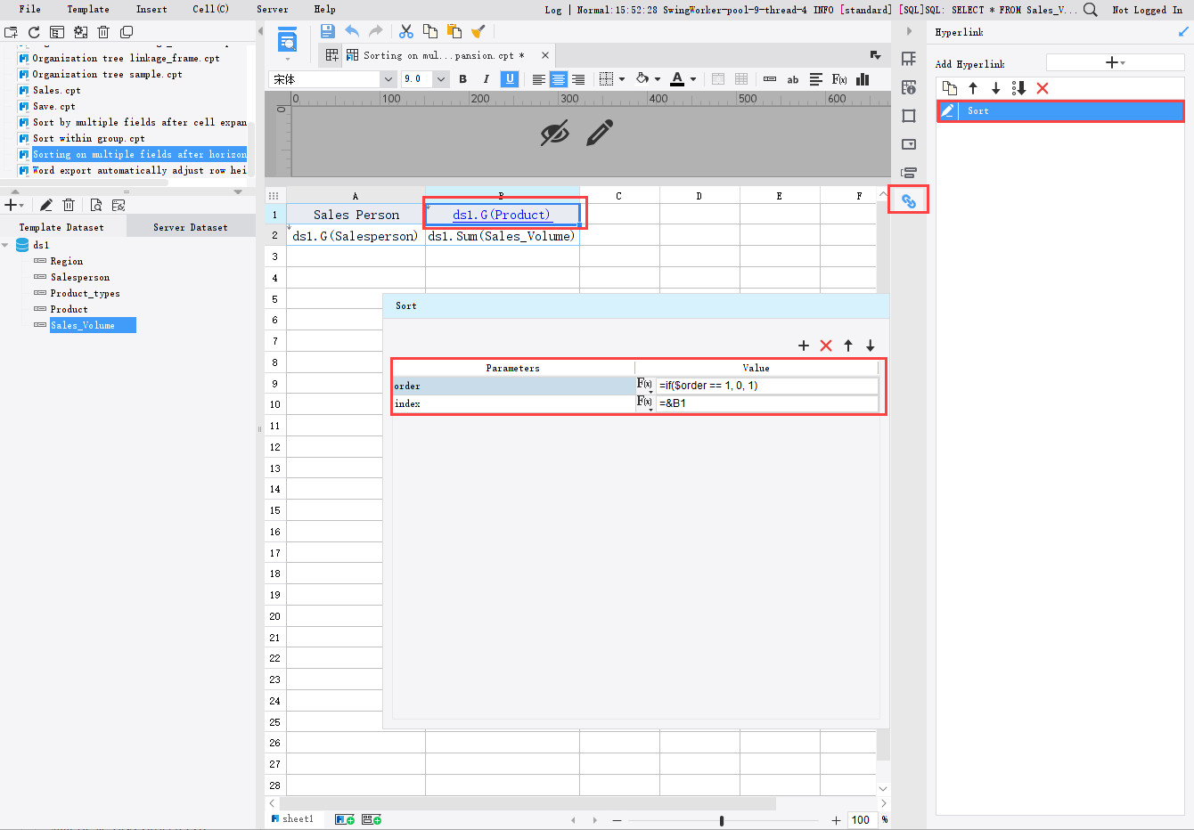 Sorting on multiple fields after horizontal expansion-FineReport Help ...