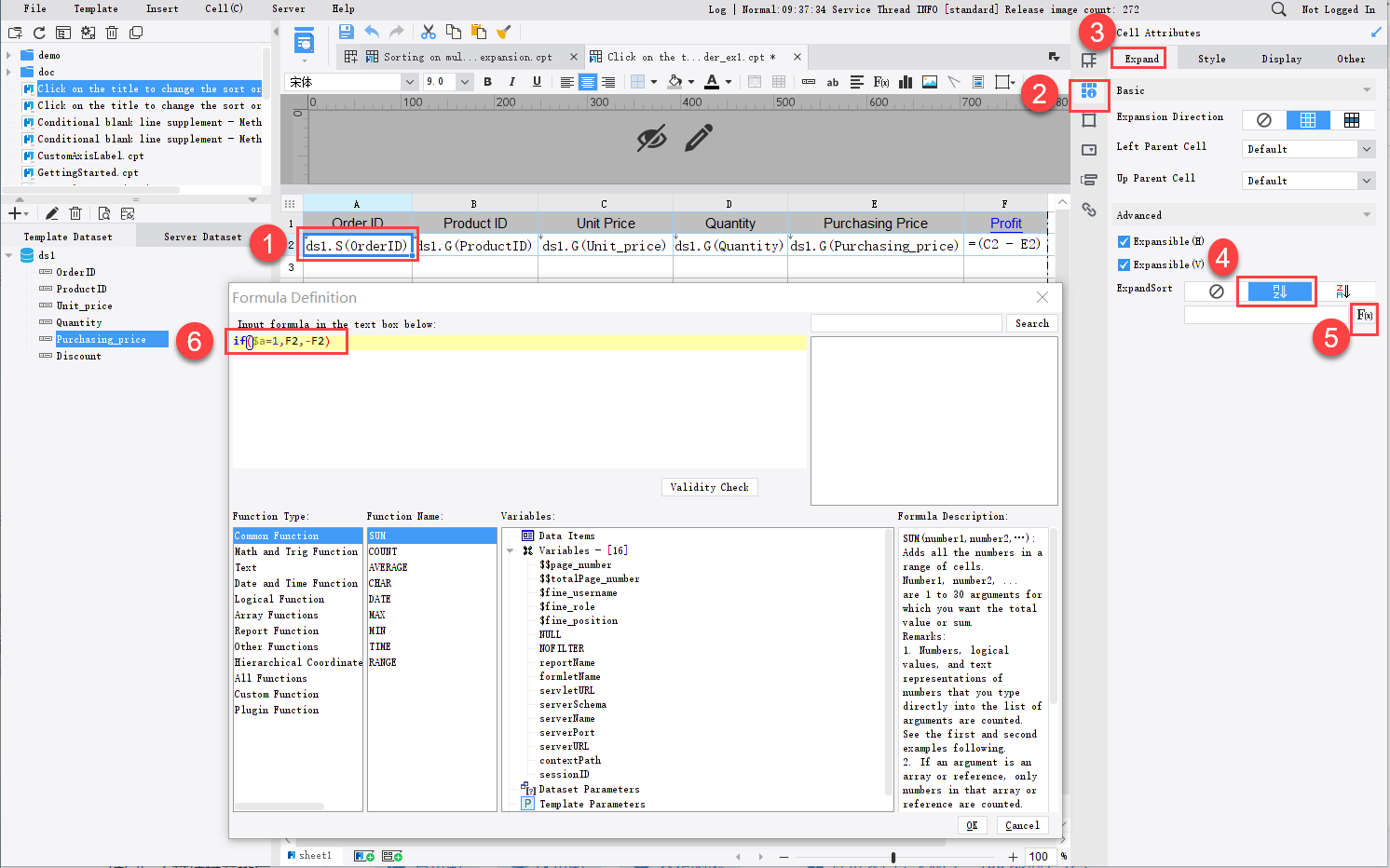 Click on a column heading to change the sort order-FineReport Help Document