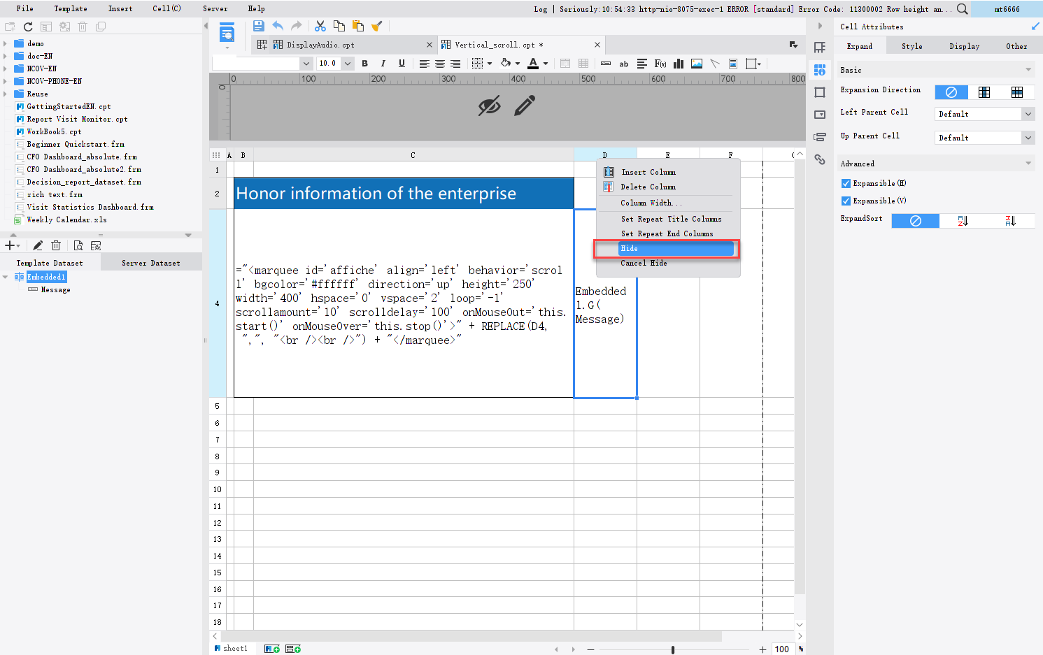 Scroll message by HTML-FineReport Help Document
