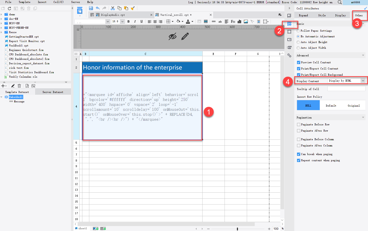 Scroll message by HTML-FineReport Help Document