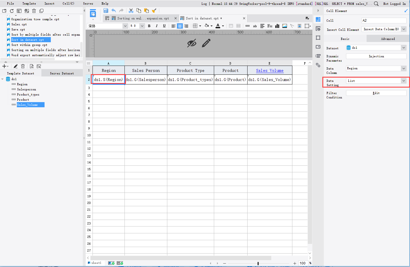 Sort in dataset-FineReport Help Document