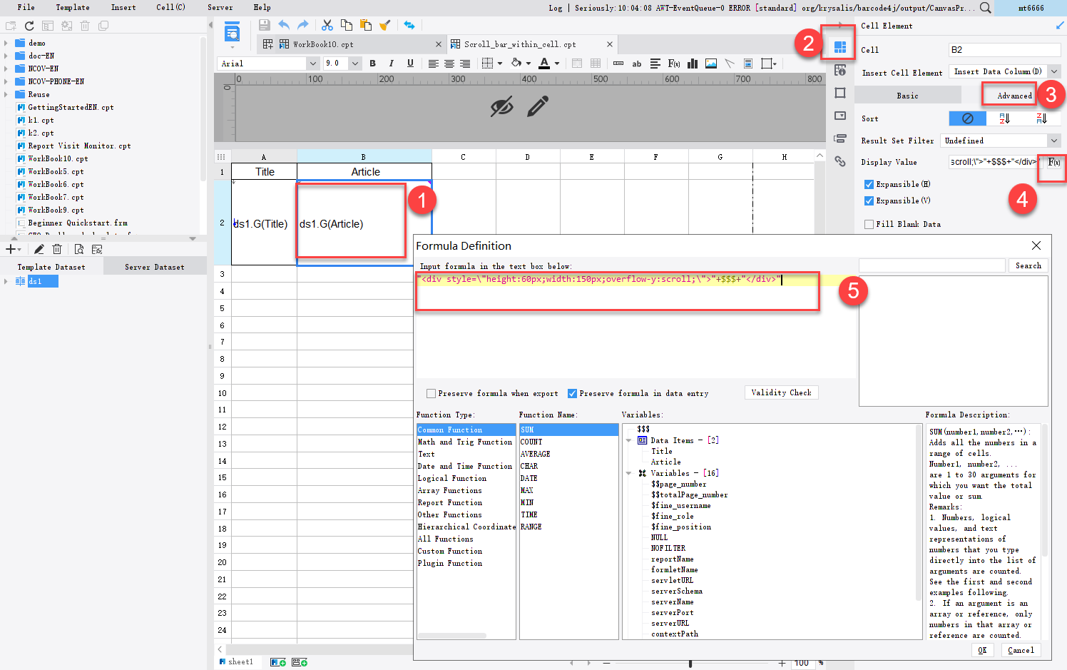 Scroll bar within cell-FineReport Help Document