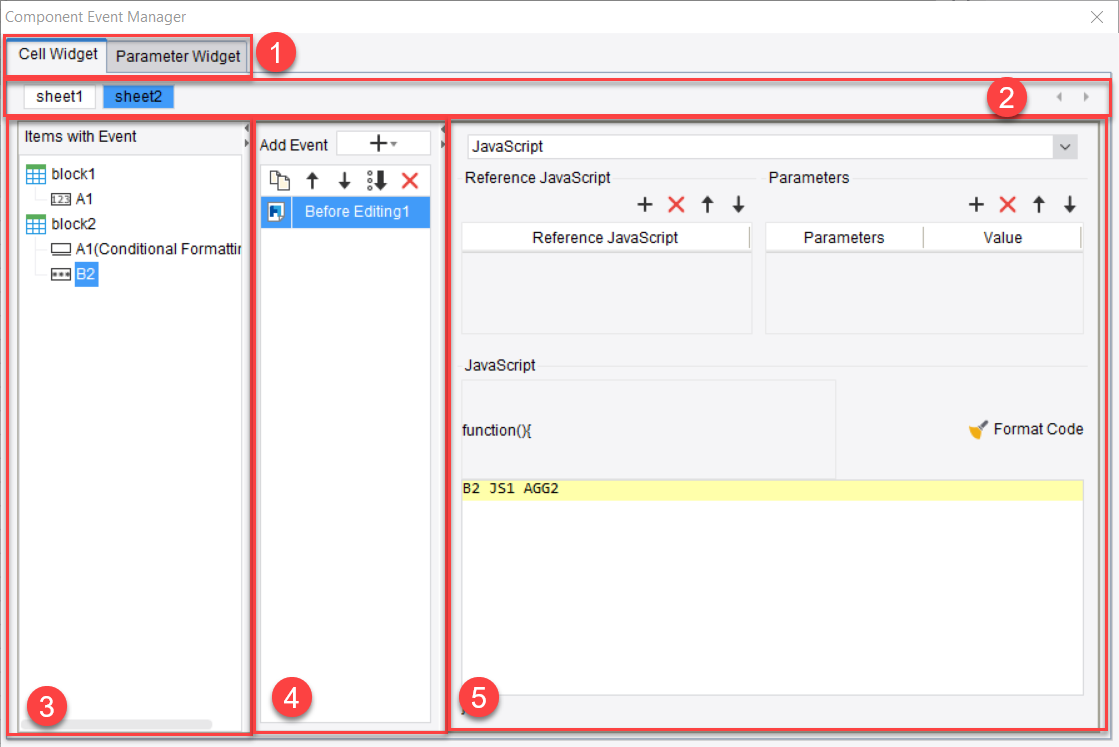 Component event manager-FineReport Help Document