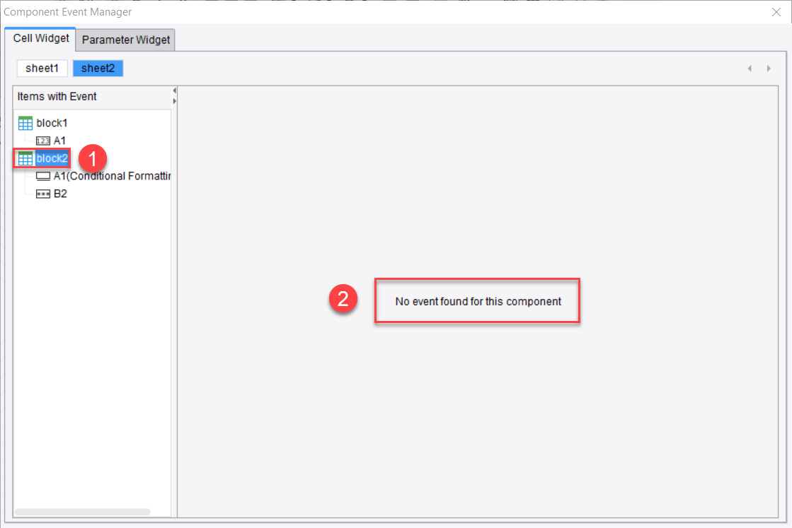 Component event manager-FineReport Help Document