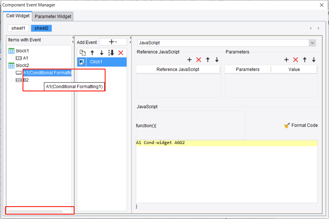 Component event manager-FineReport Help Document
