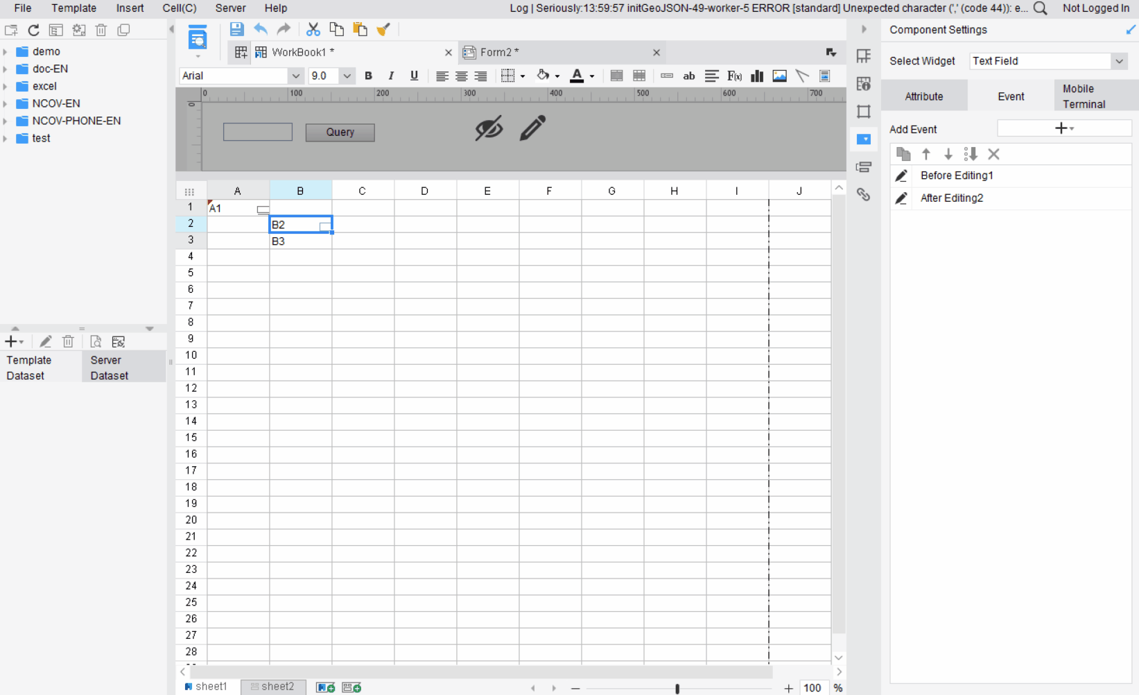 Component event manager-FineReport Help Document