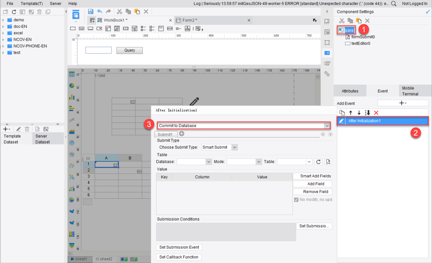 Component event manager-FineReport Help Document