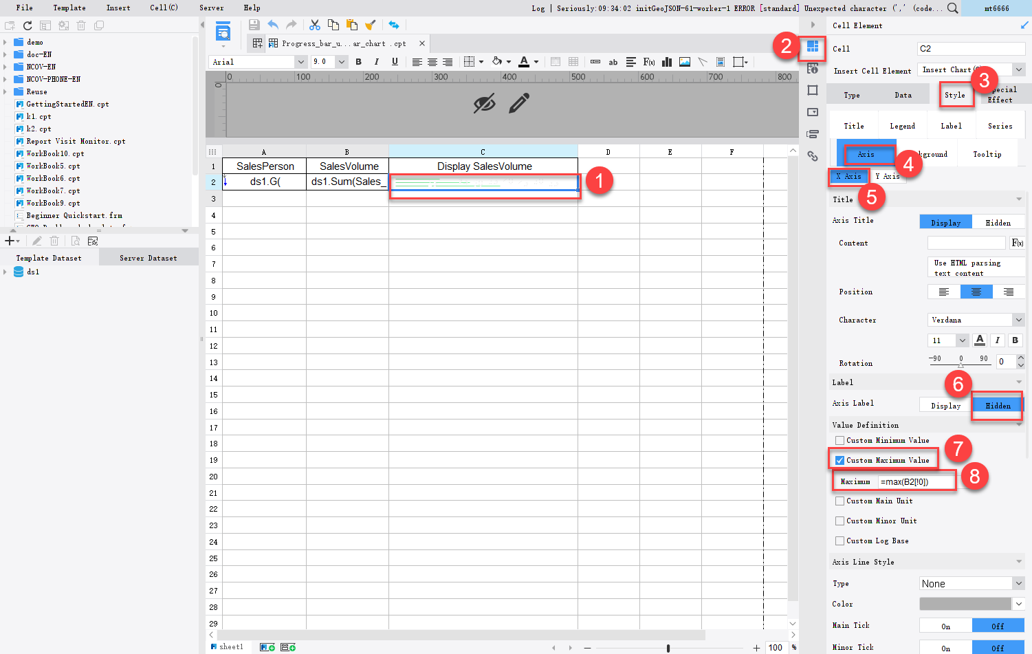 Progress bar using bar chart-FineReport Help Document