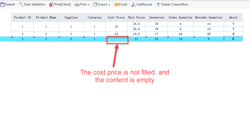 Empty data is not stored in the database-FineReport Help Document