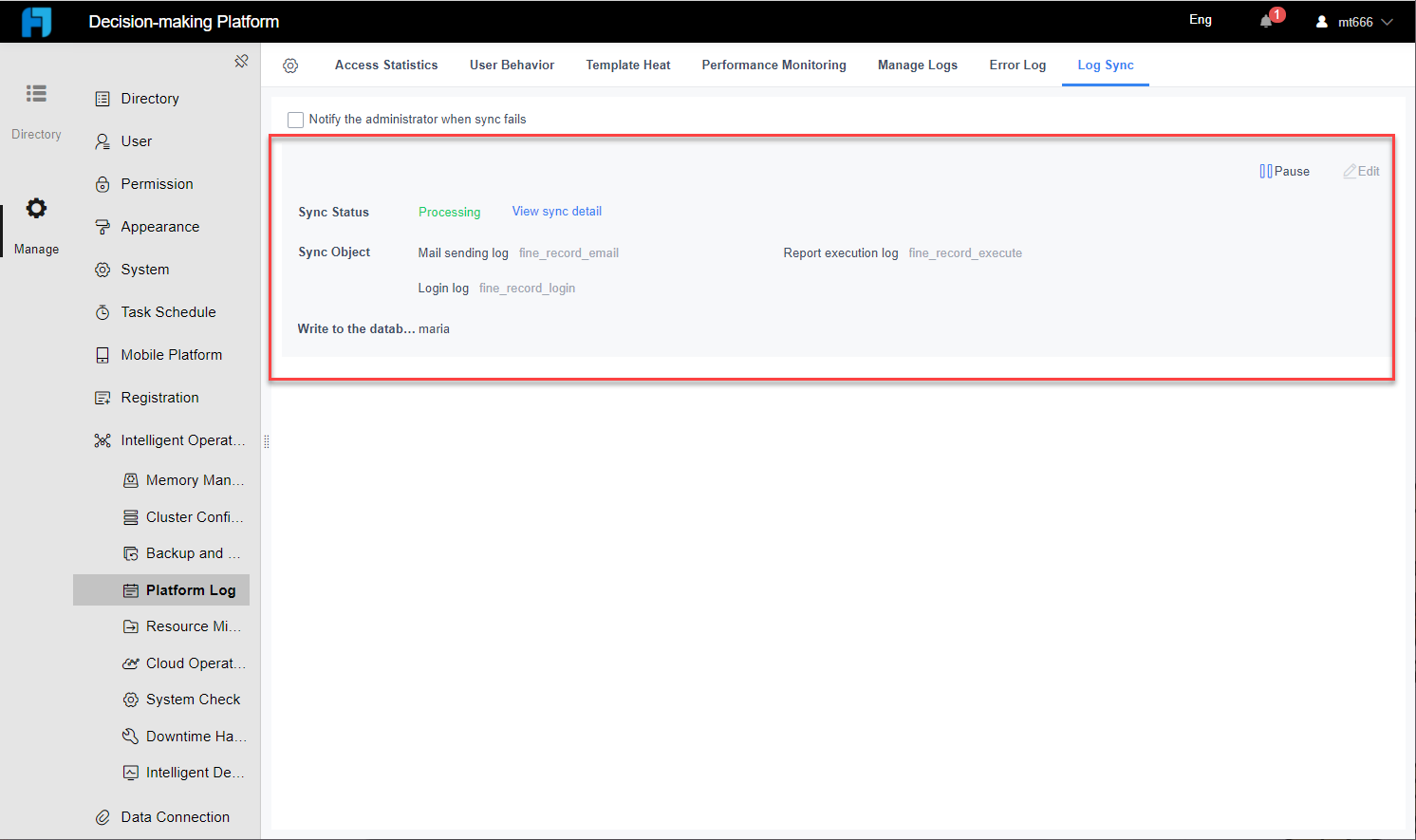 ログデータをデータベースに同期する- FineReport Help Document