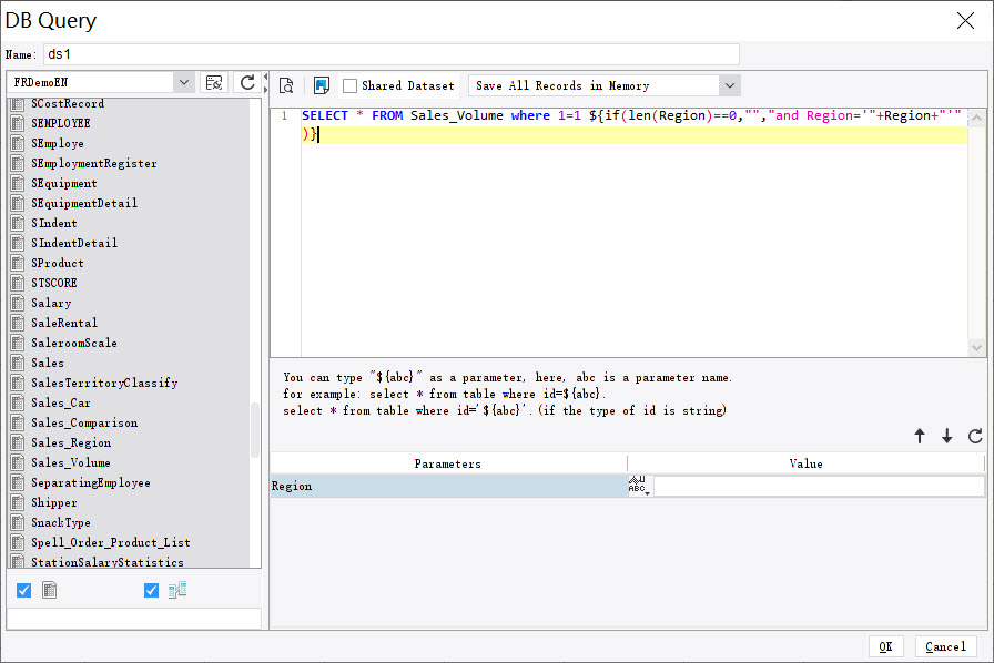 Datatel Query Examples Control data query permissions based on accounts-FineReport Help Document