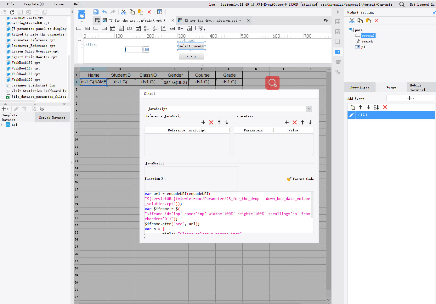 JS for the drop-down box data volume solution-FineReport Help Document