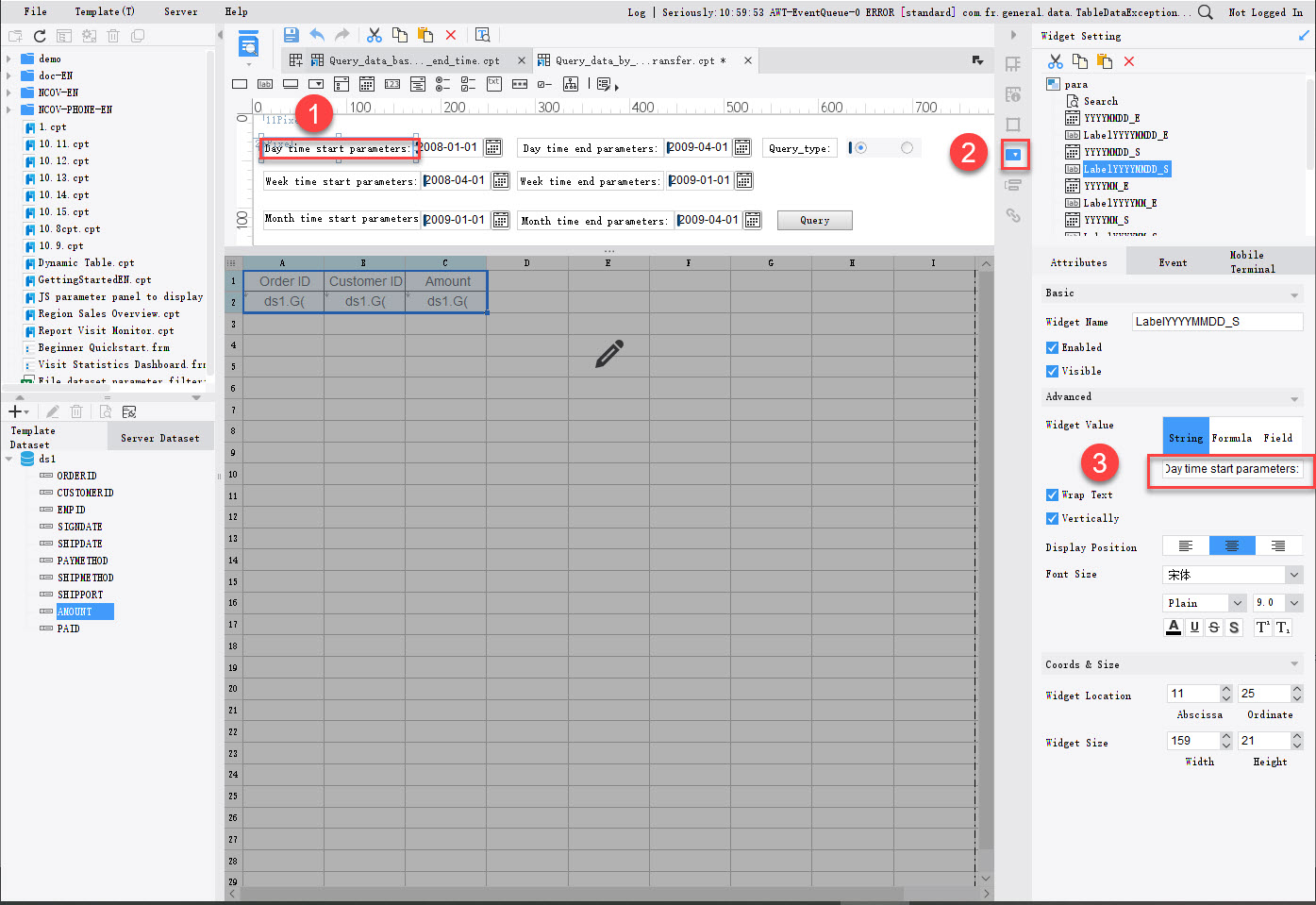 Query data by day, week and month transfer-FineReport Help Document