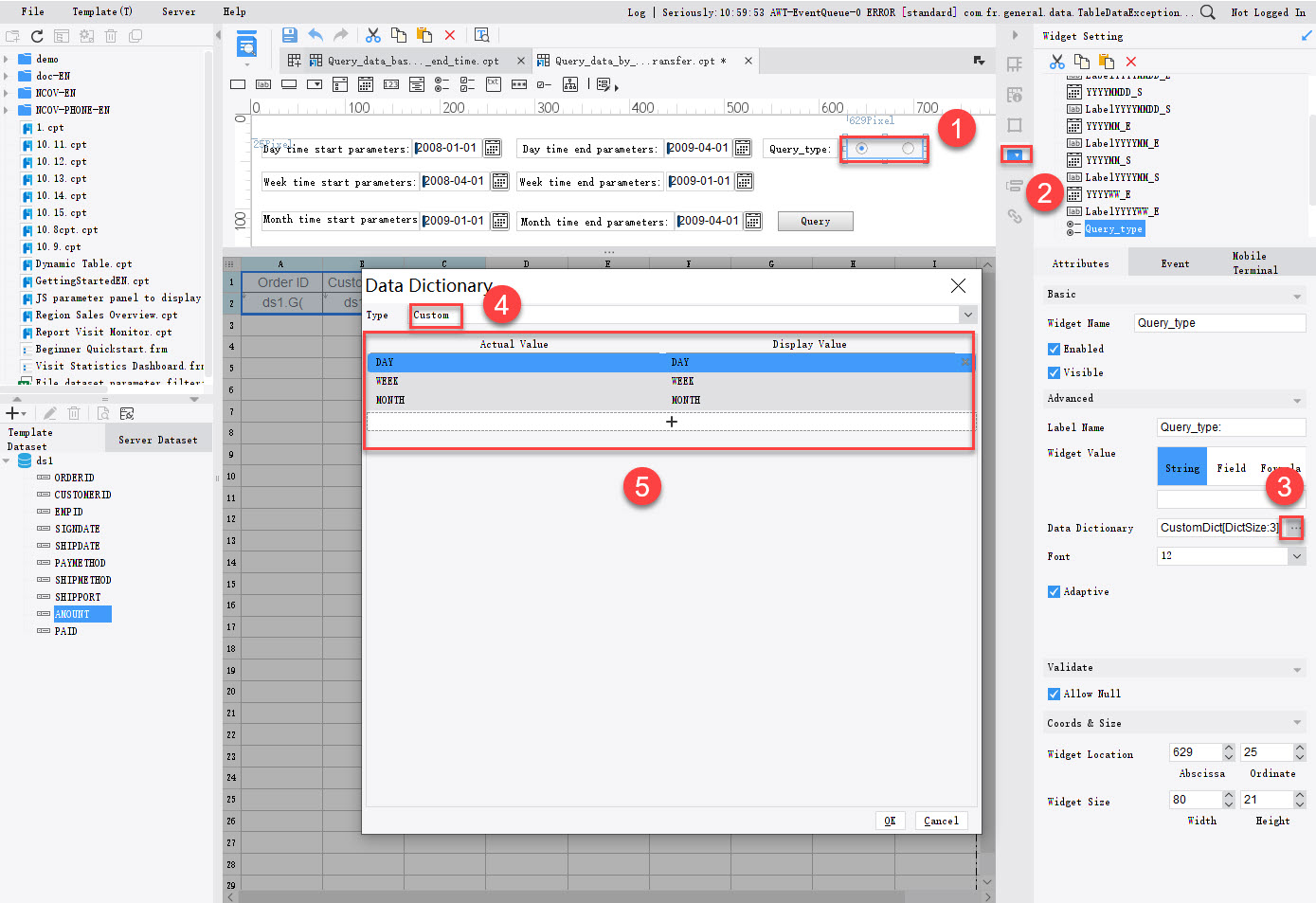Query data by day, week and month transfer-FineReport Help Document