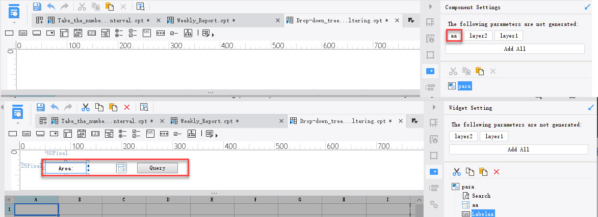 Drop-down tree implements dataset filtering-FineReport Help Document