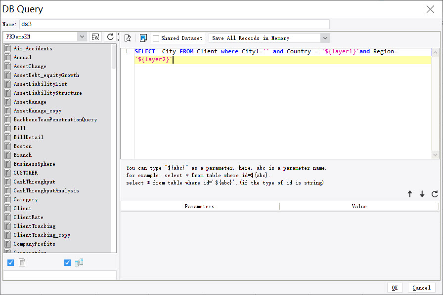 Drop-down tree widget basic layered build example-FineReport Help Document
