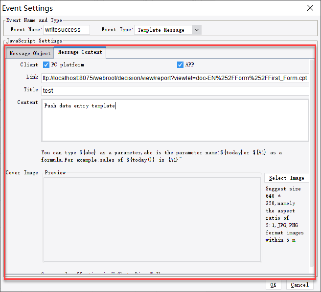 Template Message Event Plugin-FineReport Help Document