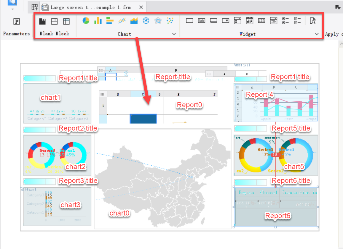 Example 1:Large Screen Template Example-FineReport Help Document