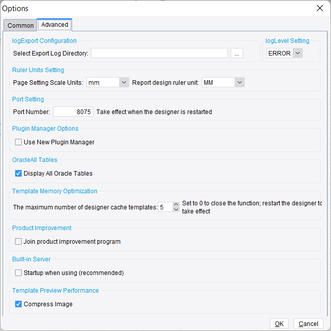 Designer Options-FineReport Help Document