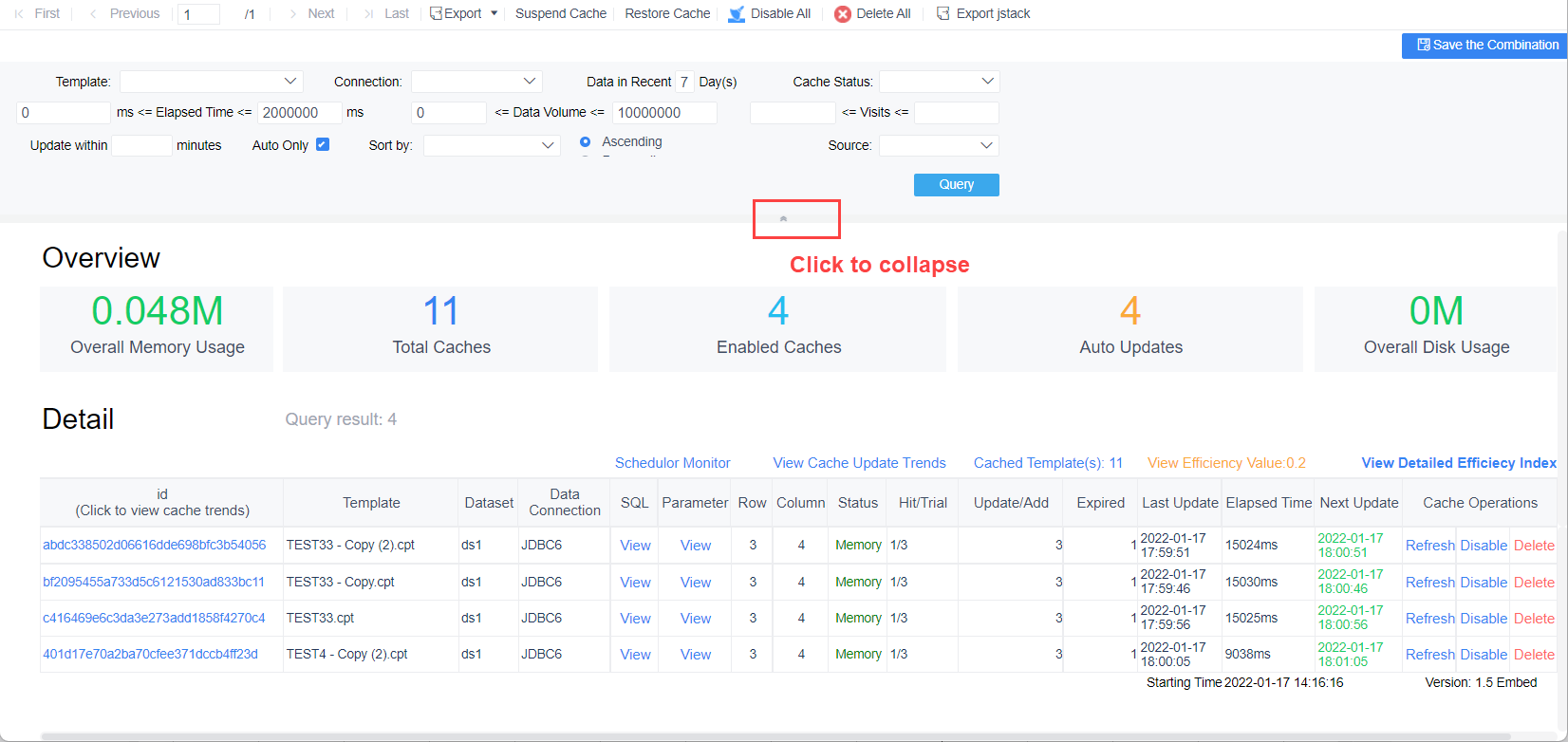 Cache Running Monitor-FineReport Help Document