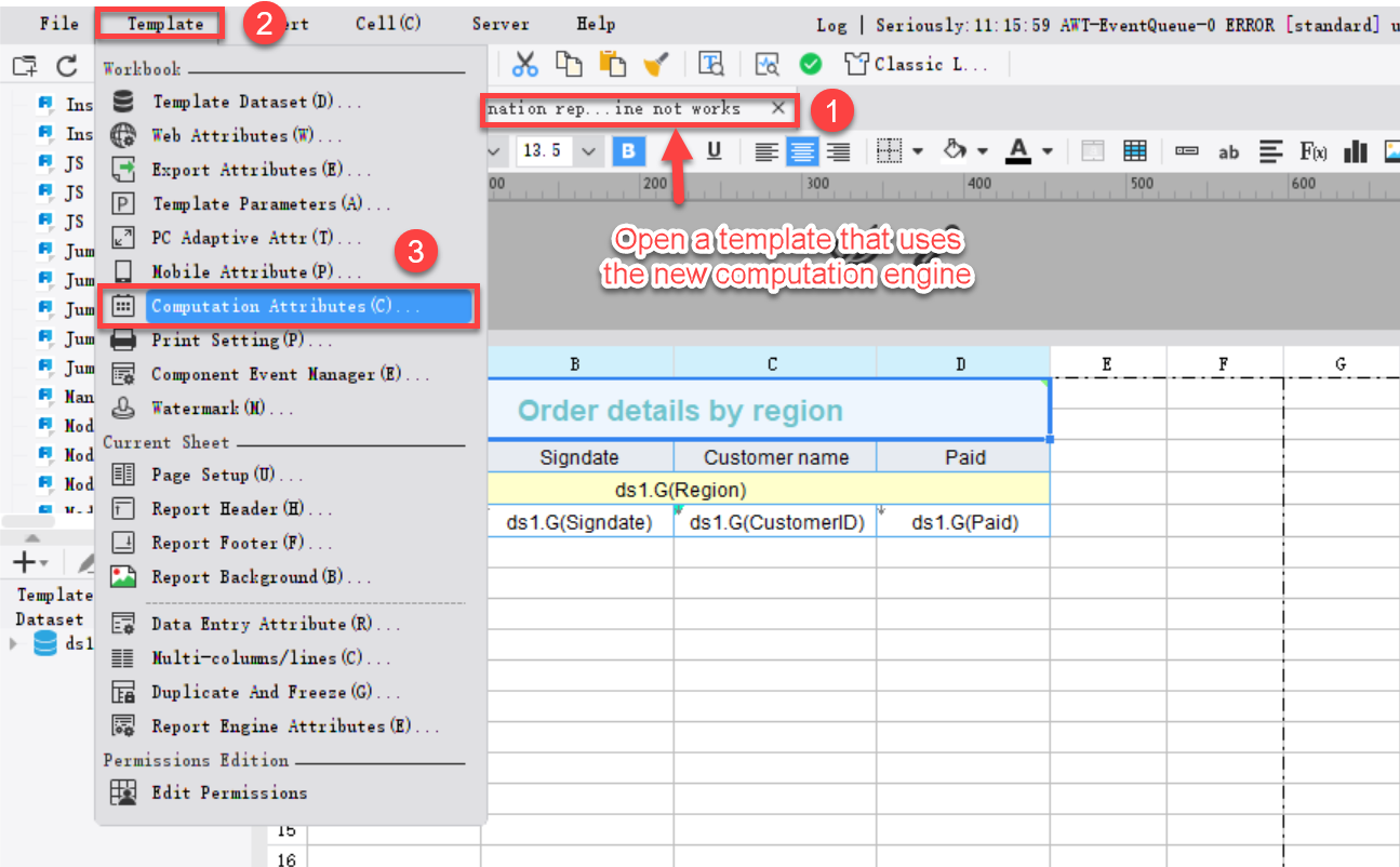 Template Computation Attributes-FineReport Help Document