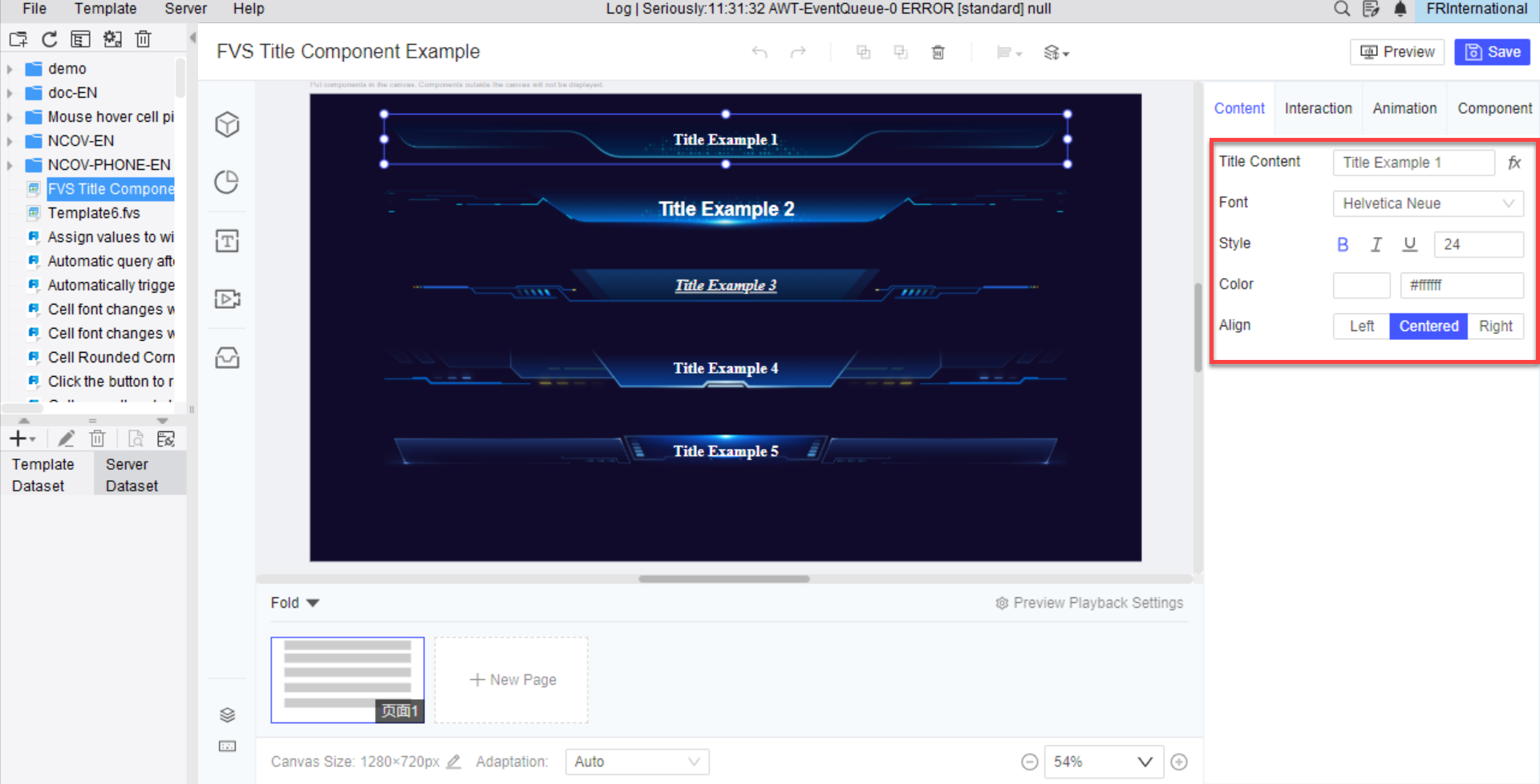 FVS Title Component-FineReport Help Document