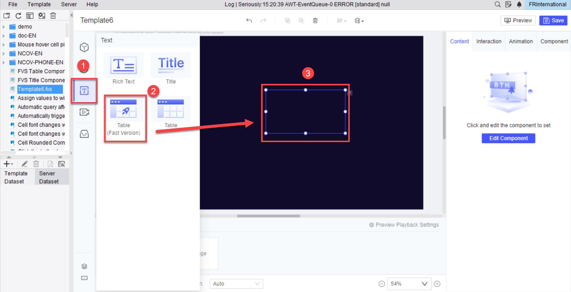 FVS Table Component(Fast Version)-FineReport Help Document
