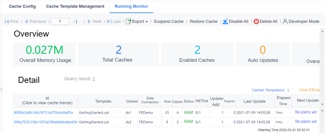 Dynamic Parameter Cache-FineReport Help Document