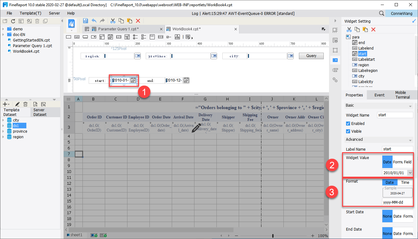 パラメータ設定応用- FineReport Help Document