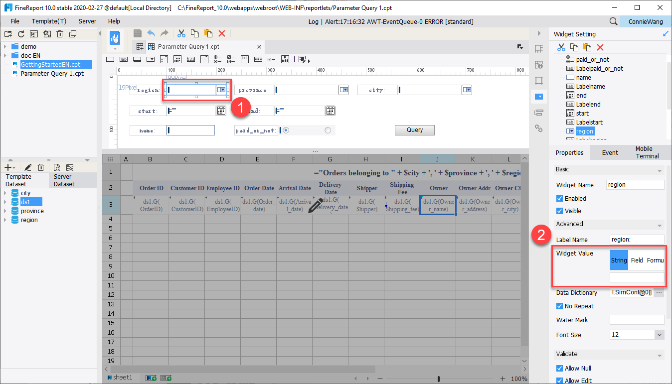 パラメータ設定応用- FineReport Help Document