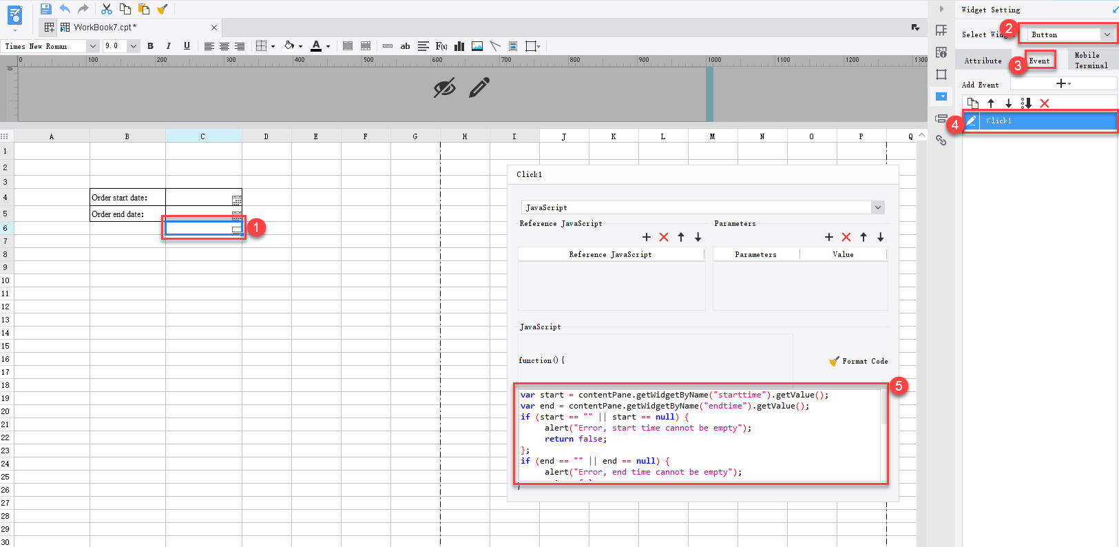 JS 日付ウィジェットの数値を検証- FineReport Help Document
